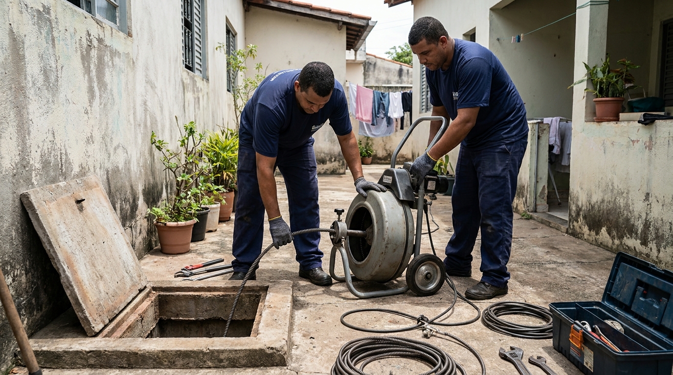 Desentupimento de rede de esgoto em Taubaté‑SP
