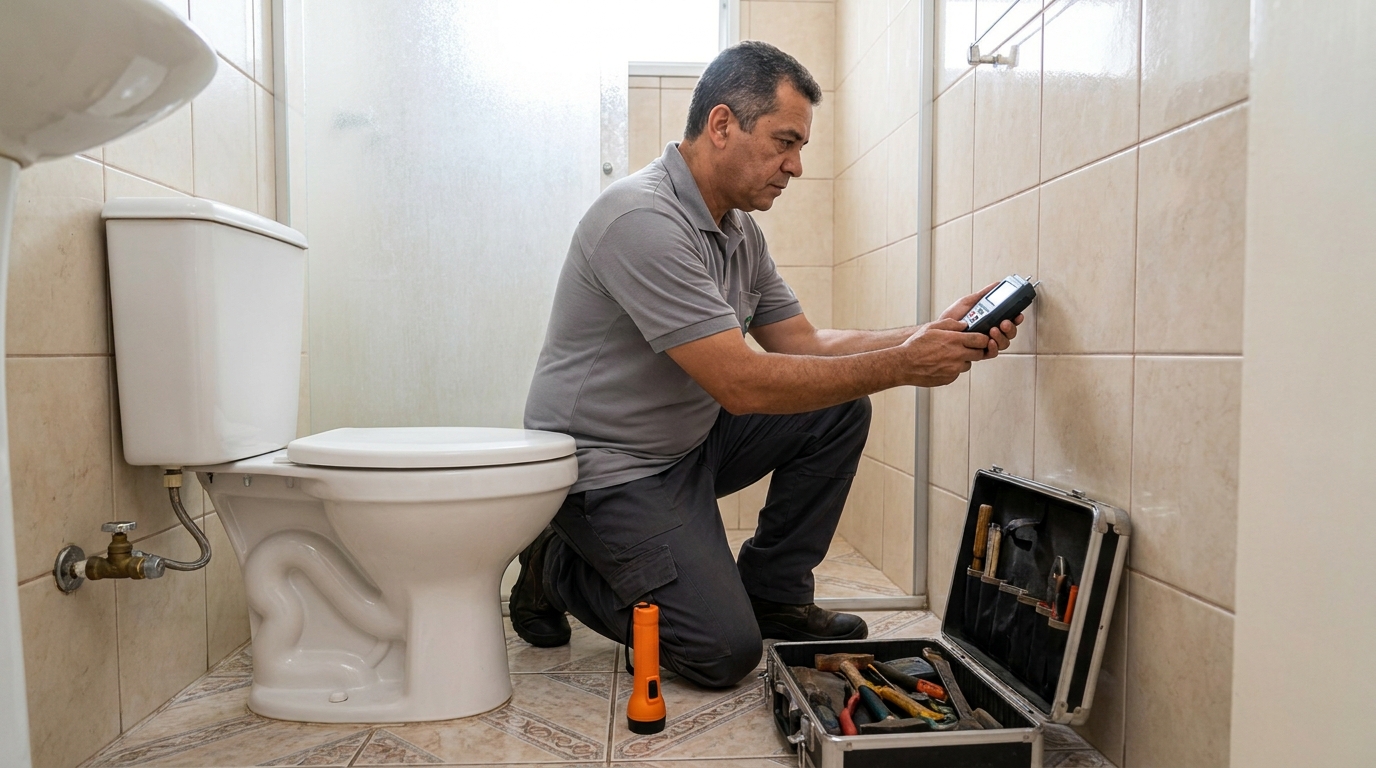 Técnico de caça vazamento com detector em Taubaté‑SP